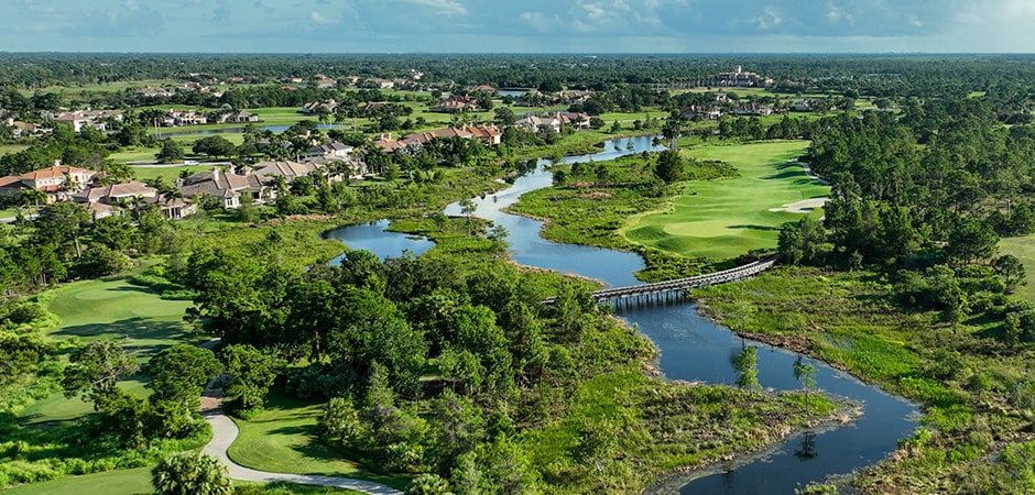 aerial of the golf course at tesoro