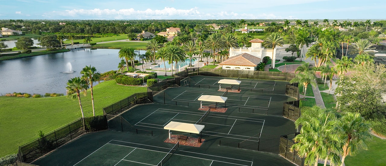 aerial of tesoro club tennis and racquetball courts