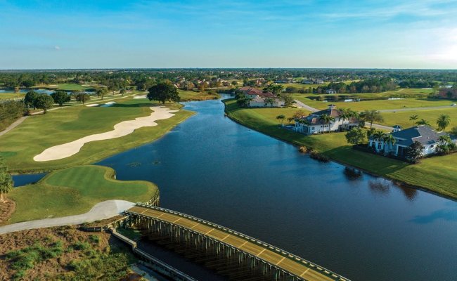 Tesoro Club Golf Course and homes along water