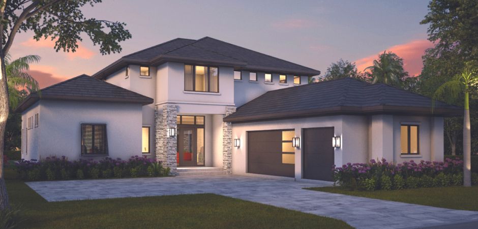 An exterior rendering of the new home designs by Janssen Custom Homes