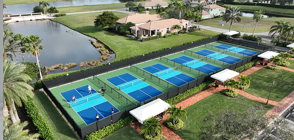 aerial of the pickleball courts at tesoro